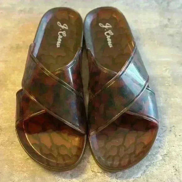 J Crew Slides Women's Cheetah Leopard Animal Print Rubber Sandals Sz 8 - Picture 1 of 9
